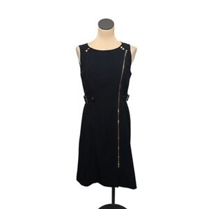 Calvin Klein Dress Womens 8 Sleeveless Asymmetrical Zip Moto Belted